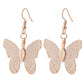 Creative Personality Gold-plated Butterfly Real Leaf Specimen Pendant Earrings Clavicle Necklace Set