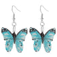 Creative Personality Painted Butterfly Real Leaf Specimen Pendant Earrings Necklace Women's Set
