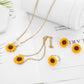 Necklace Earrings Four-piece Fashion Sunflower Pearl Pendant Set Cute Flower Clavicle Chain Female