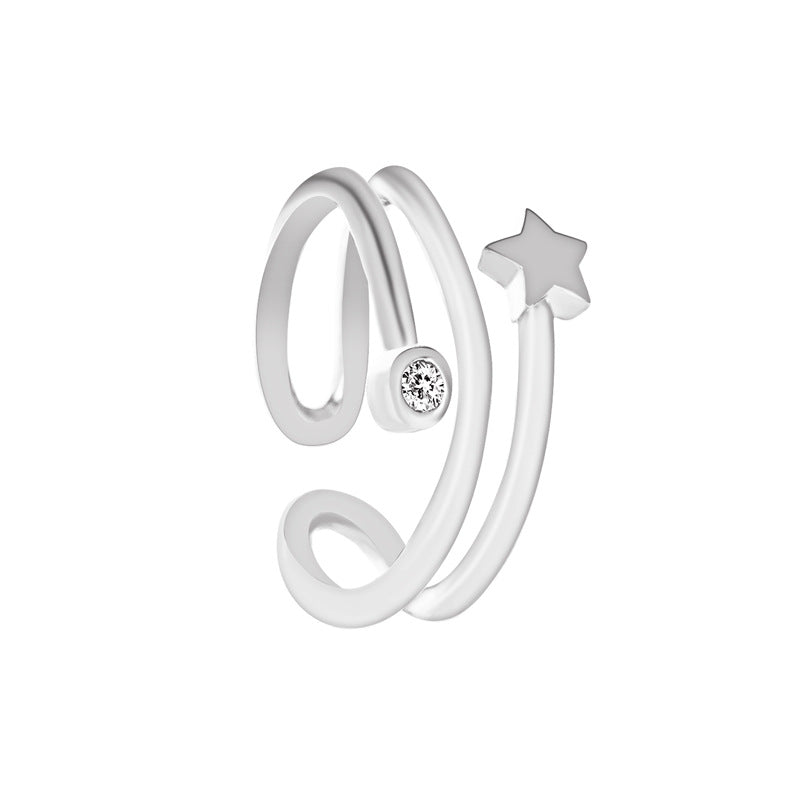 Small fresh earrings simple diamond-studded star-shaped ear clip five-pointed star ear bone clip fashion single earring without ear piercing