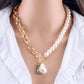 Baroque Pearl Jewelry Metal Butterfly Set Chain Retro Simple OT Buckle Necklace Multilayer Sweater Chain Necklace Female