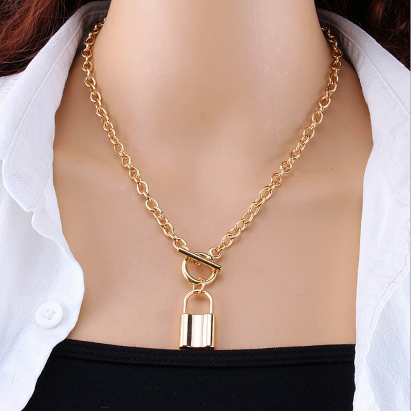 Jewelry Personality Versatile Natural Baroque Pearl Clavicle Chain Set Chain Multi-layer Lock Necklace Women