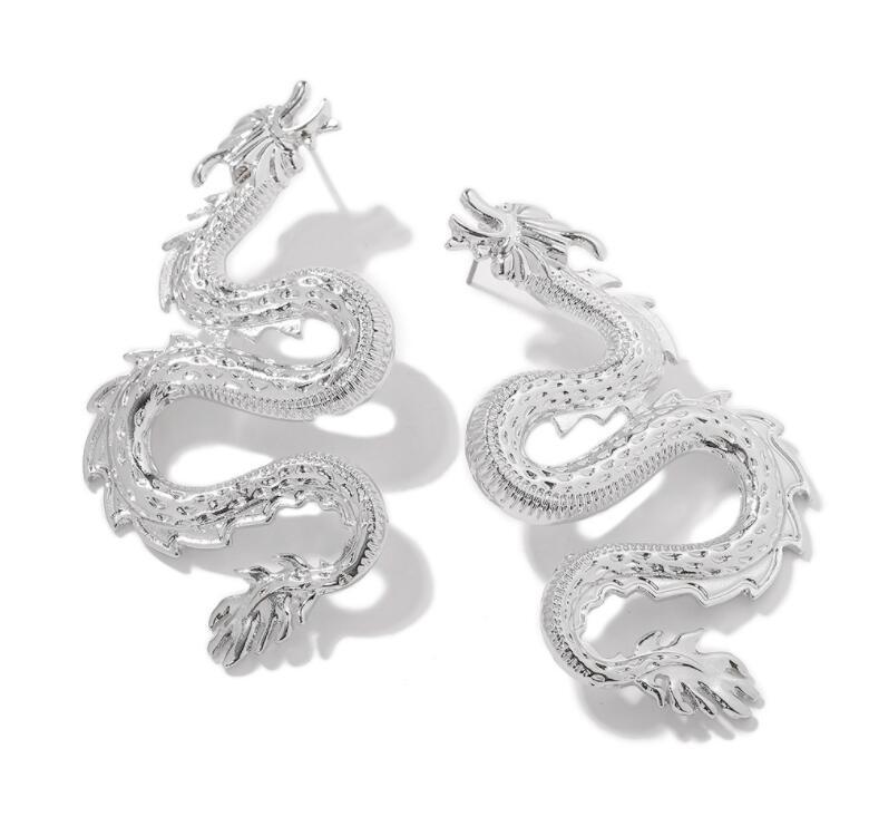 Kendou with the same dark Chinese dragon carving shape earrings earrings hip-hop ins dragon ear jewelry