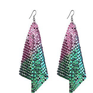 8 Colors Fashion Versatile Square Variable Sequin Earrings Exaggerated Earrings Jewelry