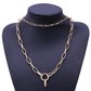 Necklace Retro Punk Exaggerated Thick Chain Necklace Women's Multilayer Hip Hop Lock Necklace Sweater Chain