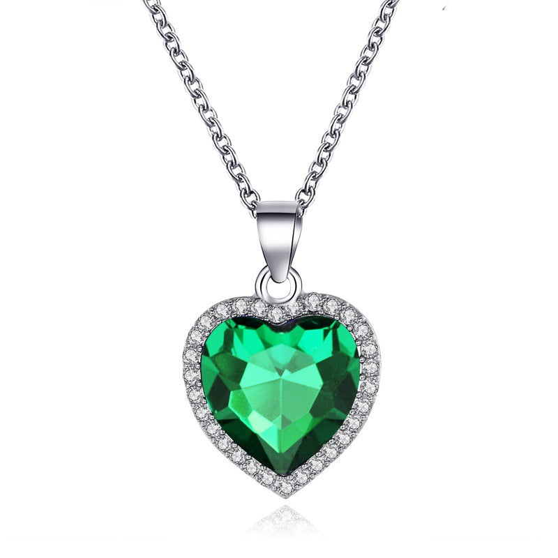 Jewelry Titanic Crystal Gem Heart Necklace Temperament Classic Ocean Heart Necklace