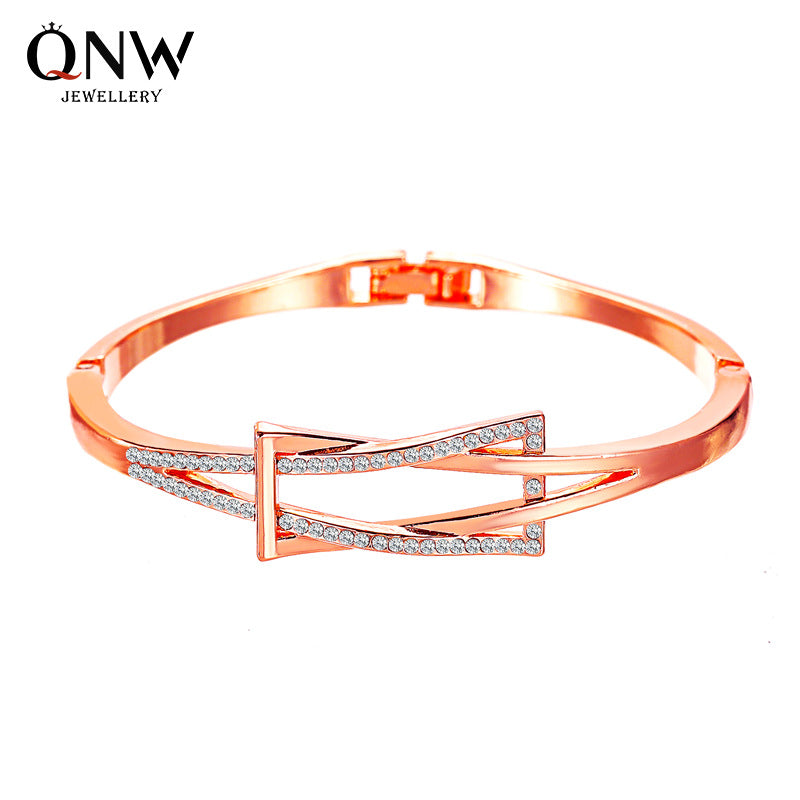 Jewelry Temperament Geometric Cross Bracelet Knotted Design Simple Commuting Diamond Bracelet