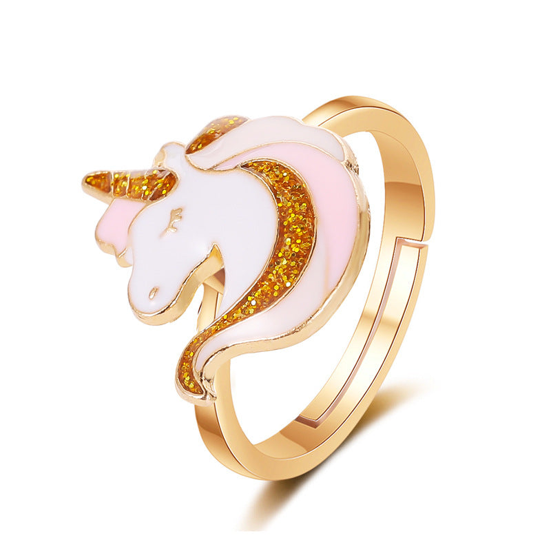 Cartoon Jewelry Cute Unicorn Necklace Stretch Bracelet Ring Jewelry