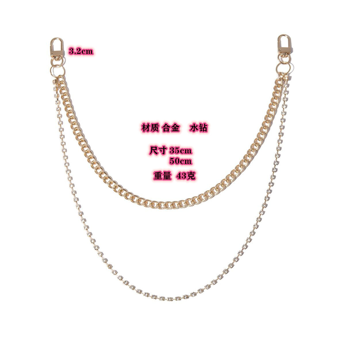 Jewelry Personality Slim Claw Chain Waist Decoration Simple Chain Diamond Multilayer Geometric Waist Chain