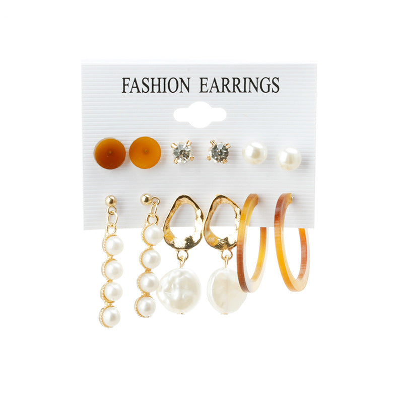 Earrings Fashion Set Tassel Earrings Bohemian Leaf Geometric 6 Pairs Stud Earrings