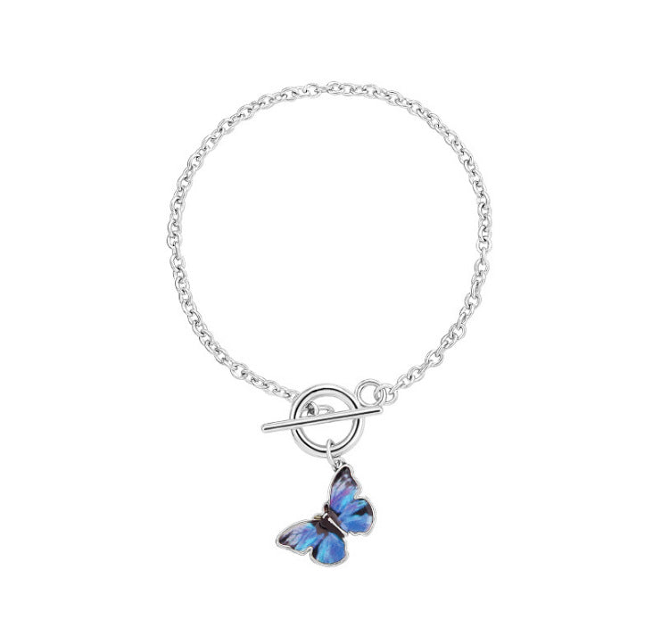 Jewelry retro color butterfly personality necklace simple lisa double bracelet necklace