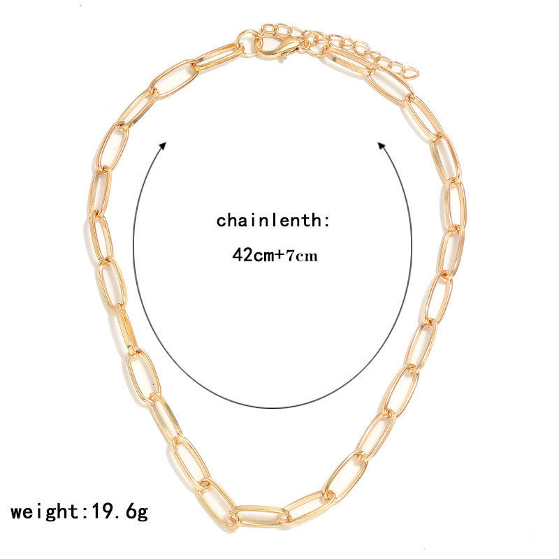 Simple Metal Buckle Clavicle Chain Femininity Short Shiny Necklace Personality Neck Jewelry