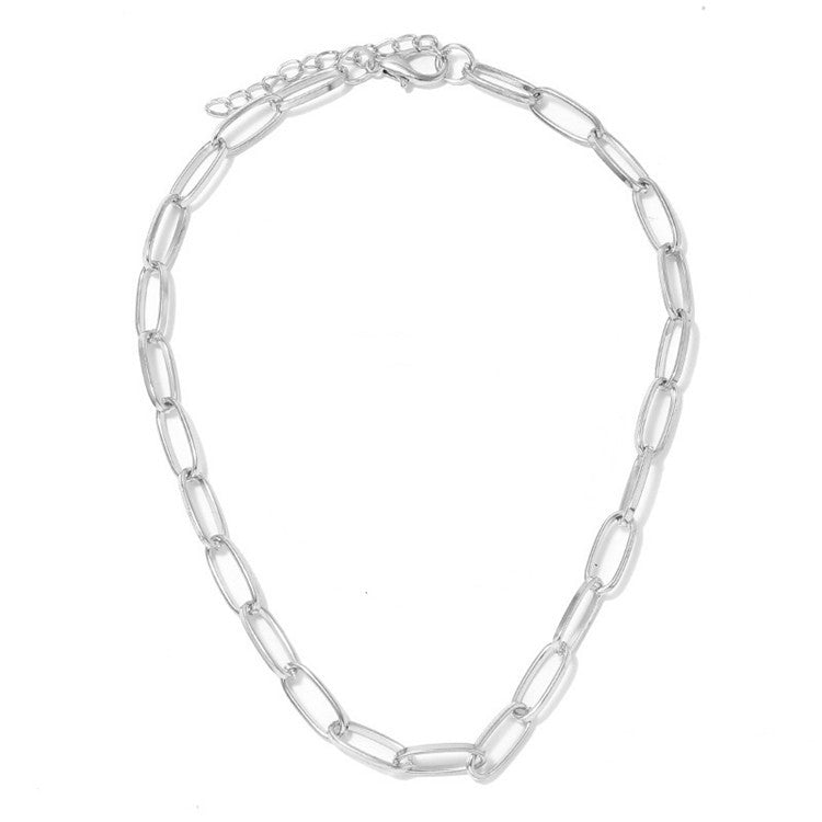 Simple Metal Buckle Clavicle Chain Femininity Short Shiny Necklace Personality Neck Jewelry