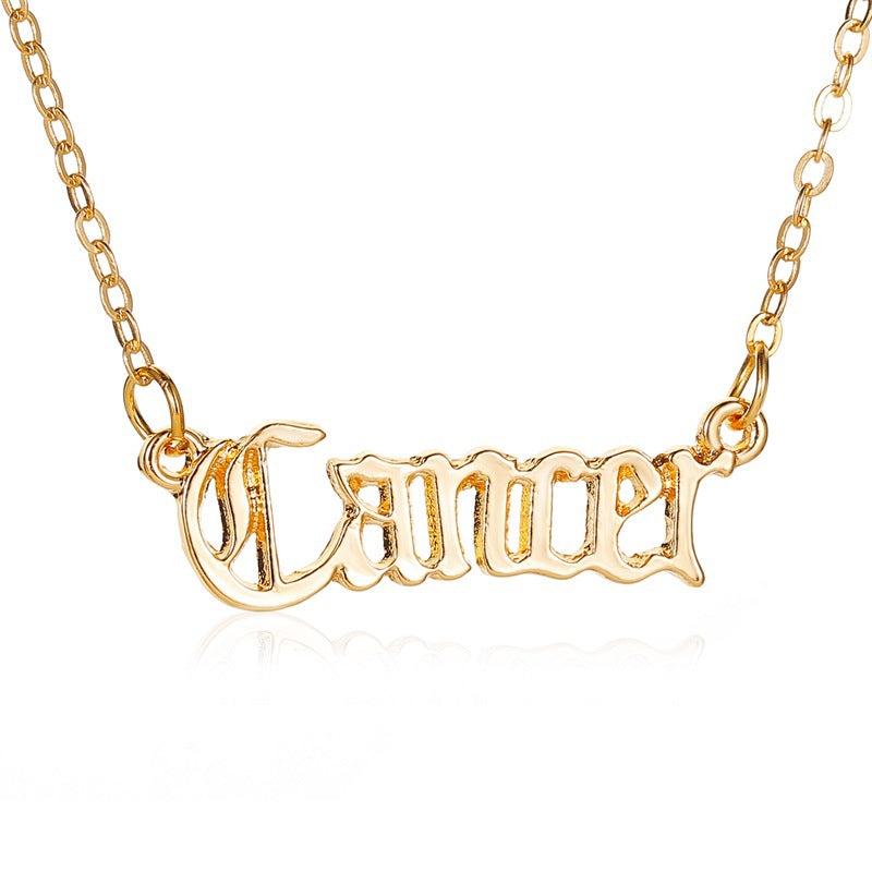 Jewelry Personality Creative Twelve Constellation Necklace Retro English Alphabet Pendant Clavicle Chain