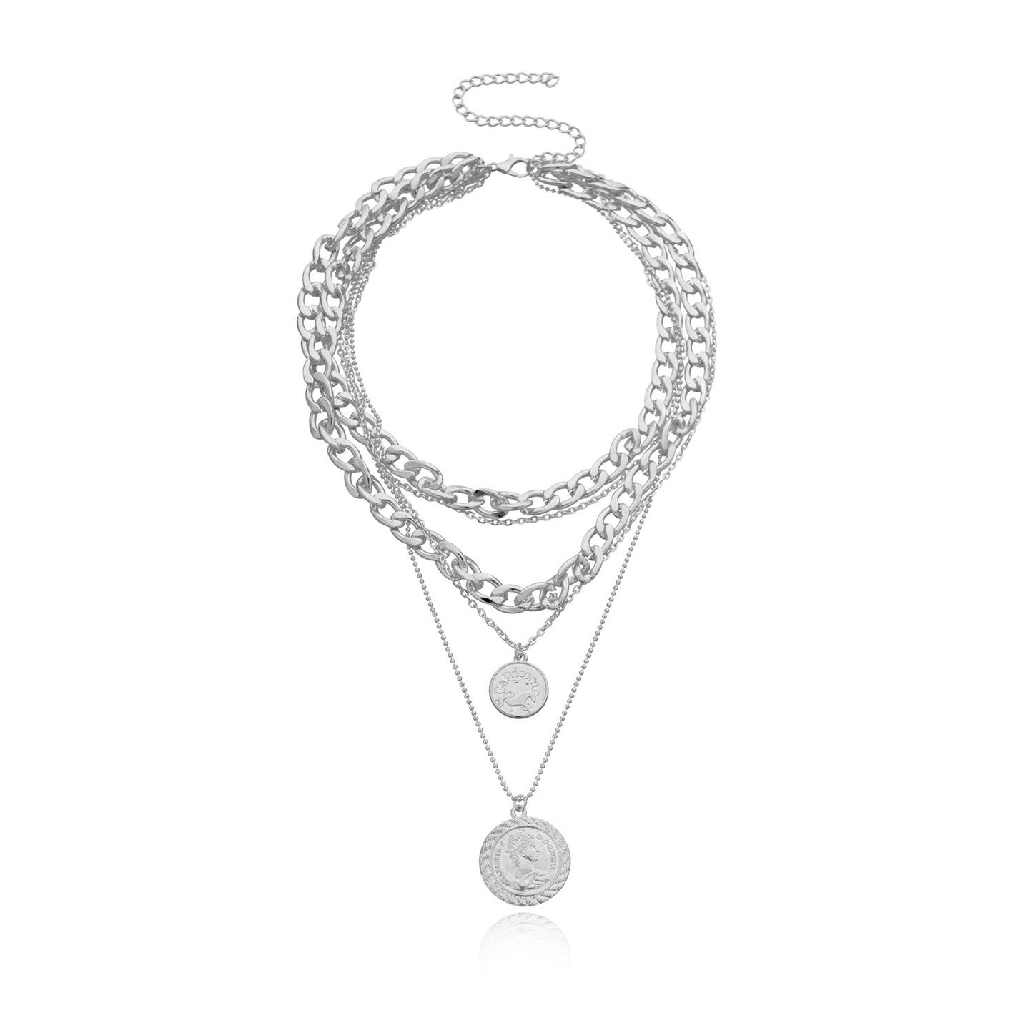Jewelry aluminum alloy multi-layer round plate pendant necklace ladies fashion temperament handmade popular necklace
