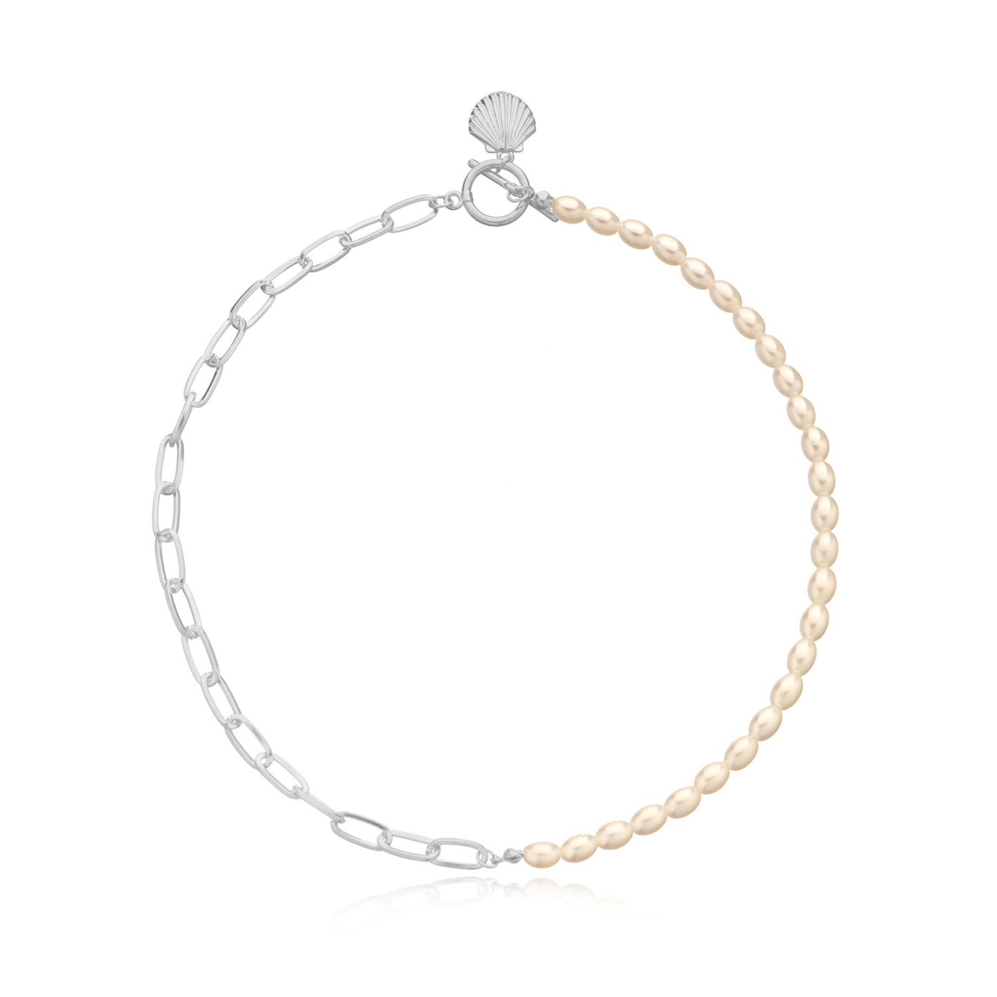 Jewelry rice grain pearl lock-shaped scallop pendant necklace female trend personality fashion simple necklace