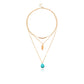 Necklace Lasso Turquoise Bead Big Leaf All-Match Ladies Multilayer Necklace