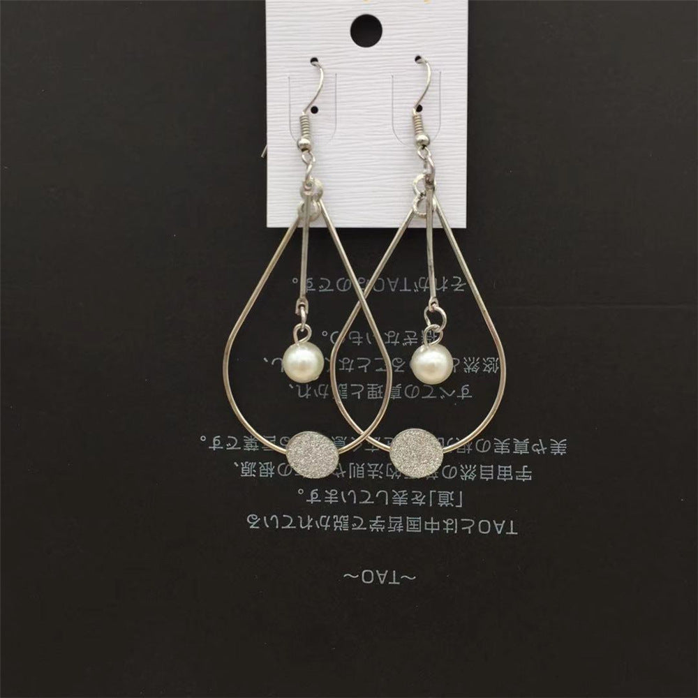 Long Geometric Frosted Imitation Pearl Earrings Internet Celebrity Live Pet Fan Gift