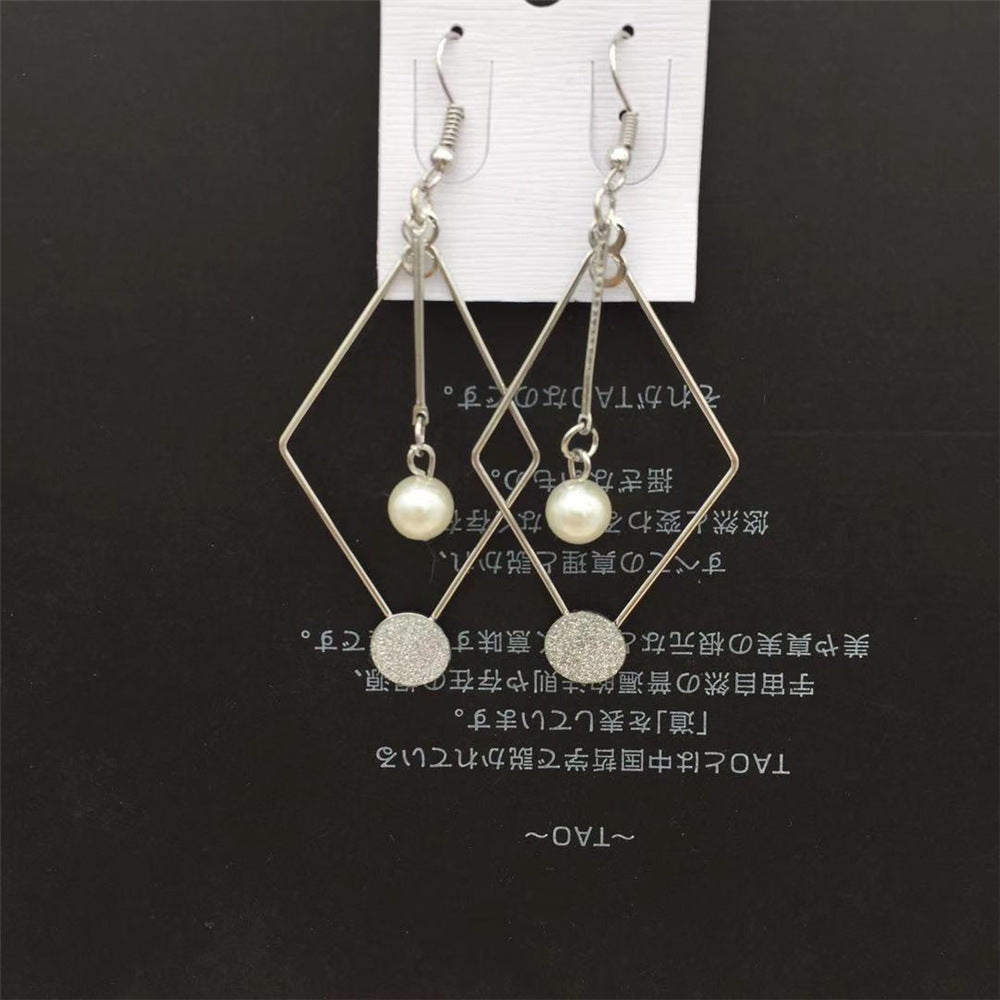Long Geometric Frosted Imitation Pearl Earrings Internet Celebrity Live Pet Fan Gift