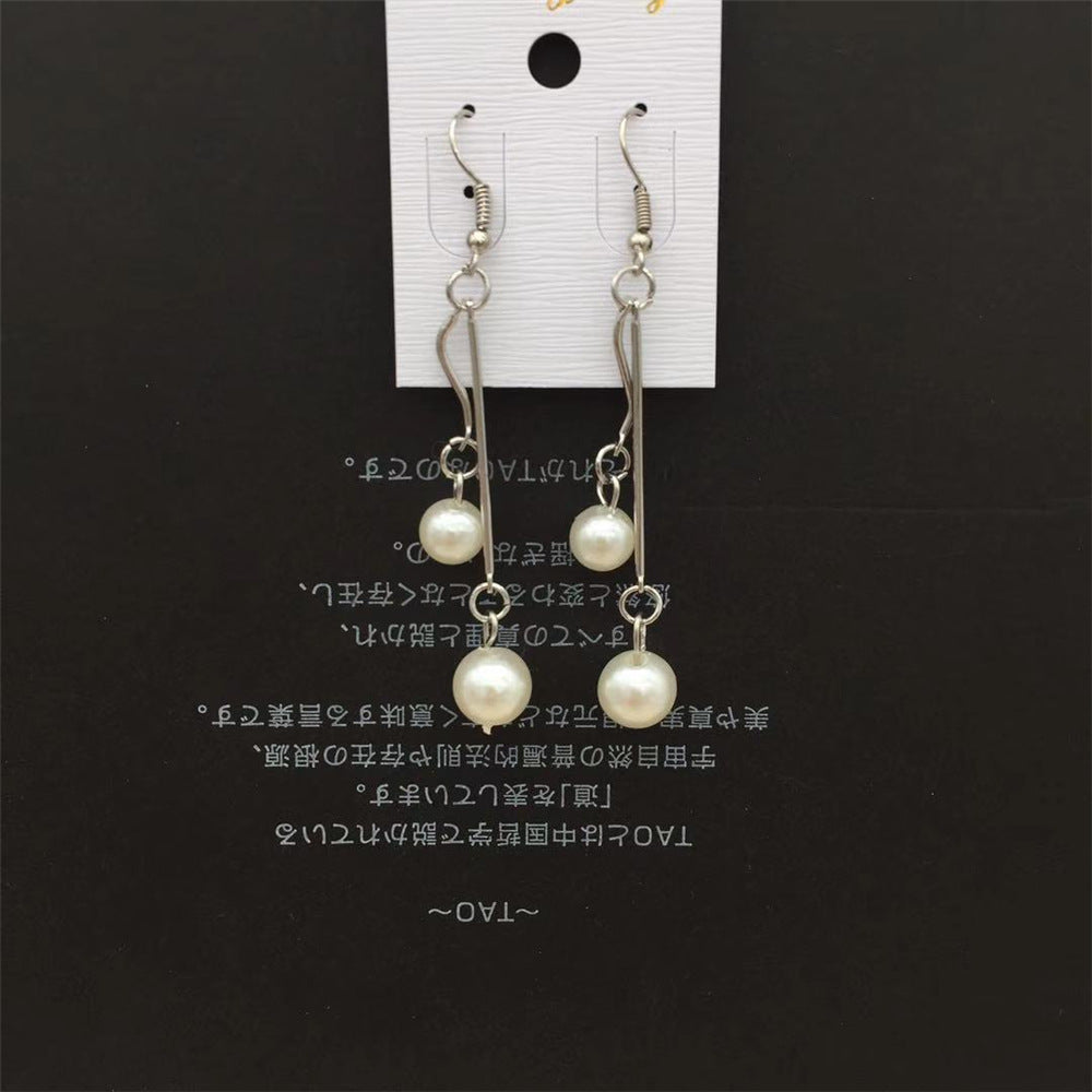 All-match sweet and fresh tassel long imitation pearl earrings stall jewelry