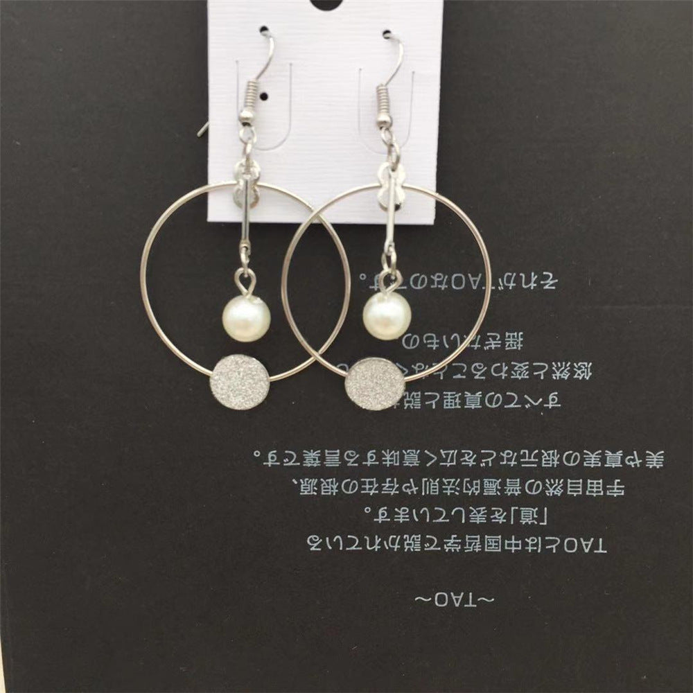 Long Geometric Frosted Imitation Pearl Earrings Internet Celebrity Live Pet Fan Gift
