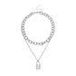 Jewelry Punk Aluminum Alloy Thick Chain Lock Pendant Necklace Ladies Street Retro Double Layer Necklace