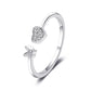 Jewelry Sweet and Versatile Heart Butterfly Ring Adjustable Ring Girls Index Finger Open Ring