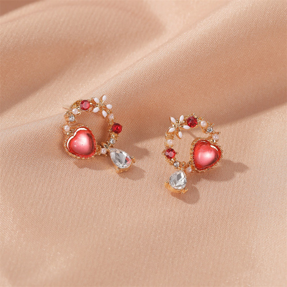 Summer small fresh forest series sweet flower earrings net red all-match crystal earrings earrings earrings contrast color earrings earhooks