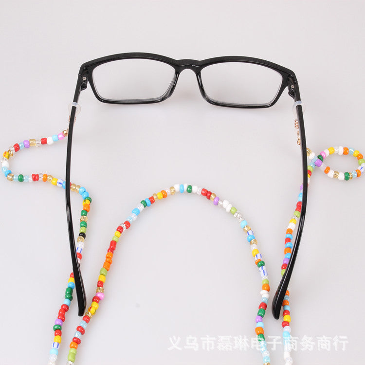 Mask glasses rice bead lanyard chain lanyard beaded glasses rope mask lanyard chain colorful beaded glasses lanyard