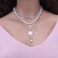 Jewelry Retro Multi-layer Mix and Match Imitation Pearl Necklace Simple Geometric Embossed Necklace Female