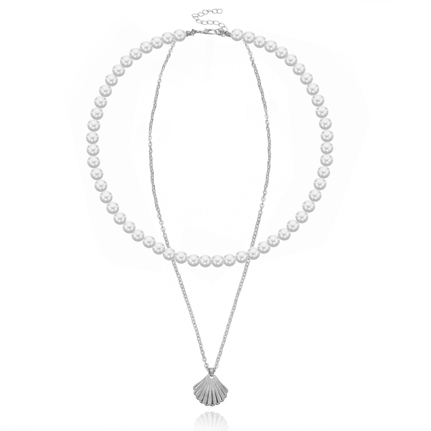 Jewelry Temperament Pearl Scallop Alloy Pendant Necklace Female Fashion Simple Handmade Double Layer Necklace