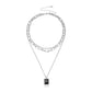 Jewelry Black Diamond Gemstone Pendant Chain Necklace Women's Fashion Street Shoot Multi-layer Trend Necklace