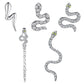 Set earrings personality five-piece set full of diamonds snake-shaped earrings punk street hipster earrings