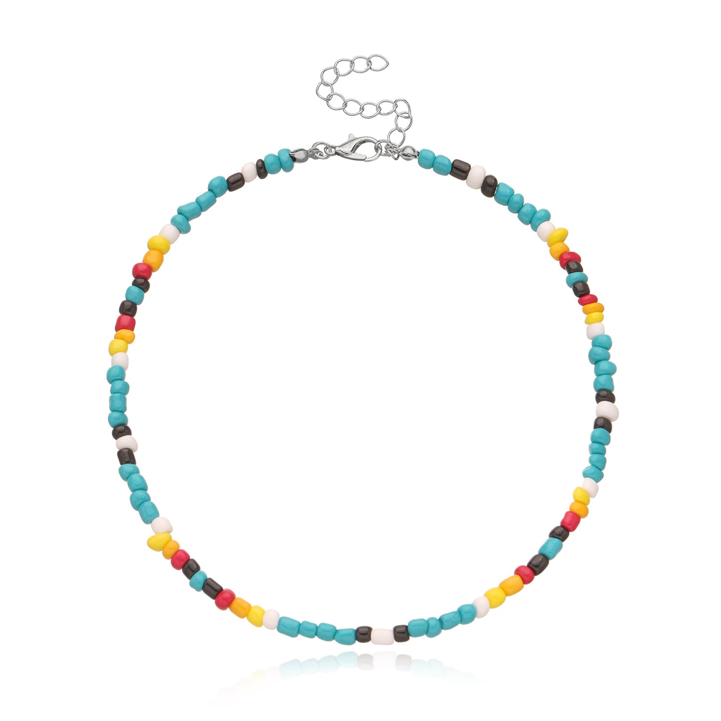 Jewelry bohemian short necklace choker adjustable colorful rice bead necklace