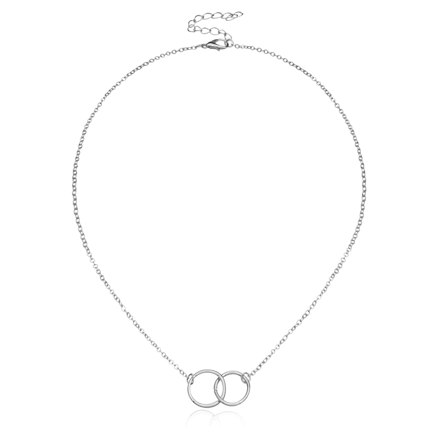 Women's Alloy Copper Circle Pendant Clavicle Chain Fashion Double Circle Accessories Necklace Jewelry