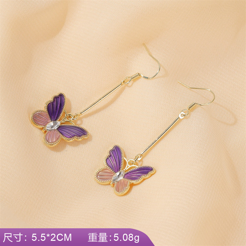 S925 silver needle earrings summer purple earrings simple small fresh earrings net red flower earrings