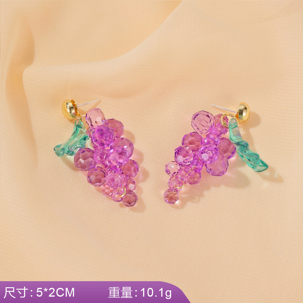 S925 silver needle earrings summer purple earrings simple small fresh earrings net red flower earrings