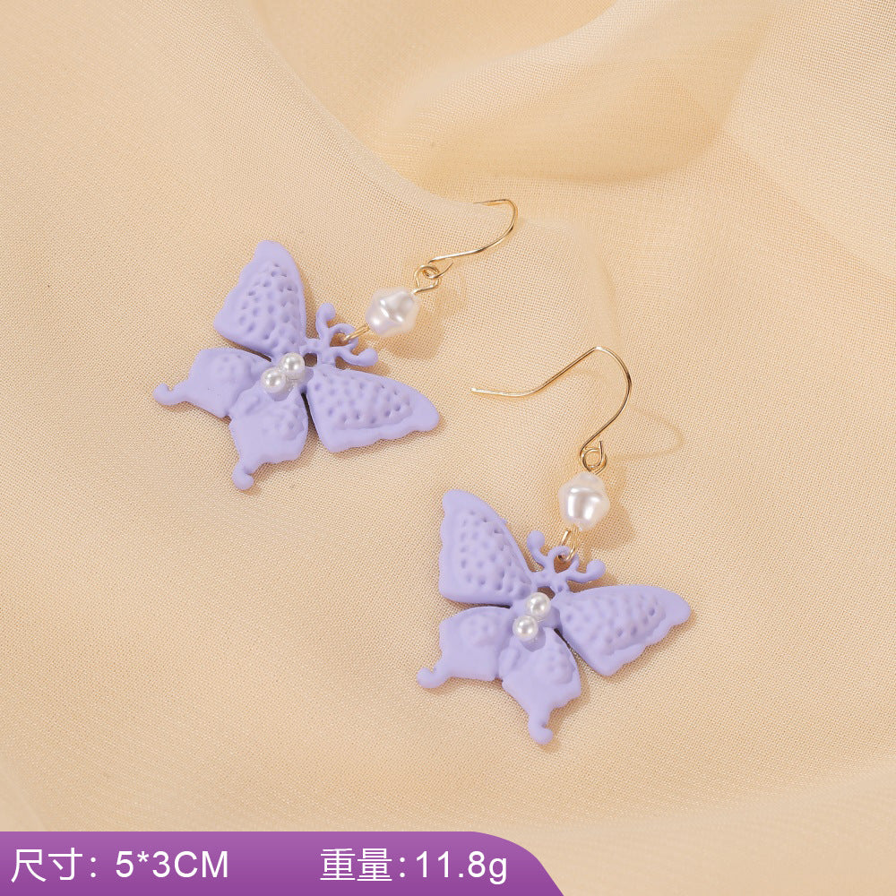 S925 silver needle earrings summer purple earrings simple small fresh earrings net red flower earrings