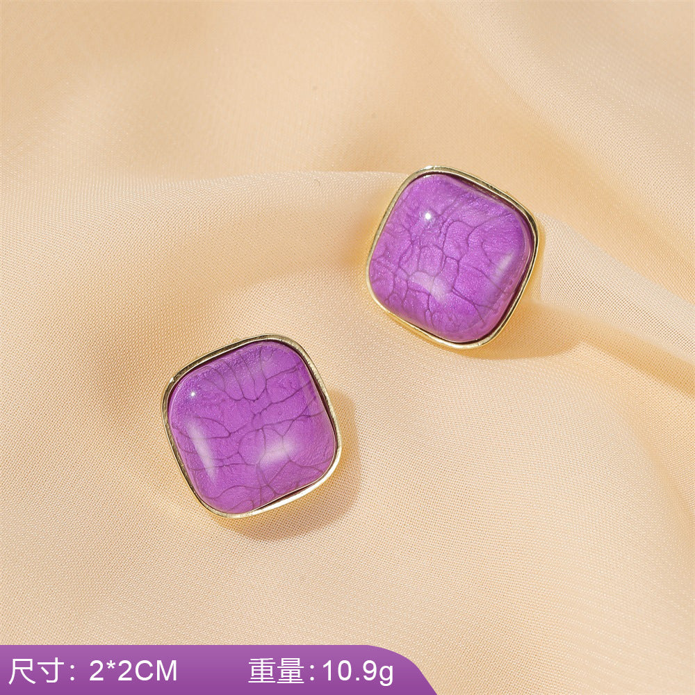 S925 silver needle earrings summer purple earrings simple small fresh earrings net red flower earrings