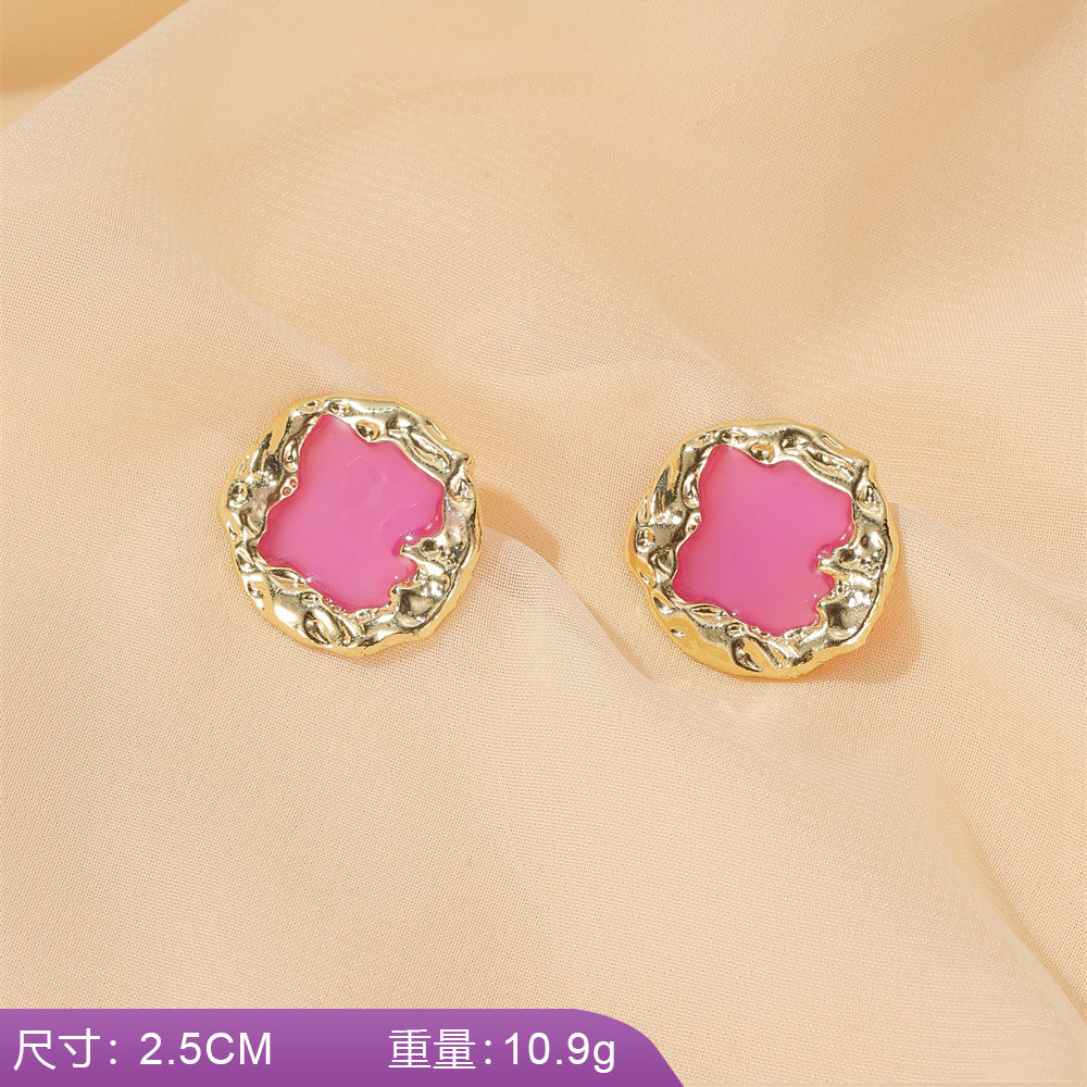 S925 silver needle earrings summer purple earrings simple small fresh earrings net red flower earrings