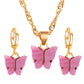 Fashion 2pcs Set Jewelry Acrylic Butterfly Necklace Earrings Set Ornament