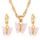 Fashion 2pcs Set Jewelry Acrylic Butterfly Necklace Earrings Set Ornament