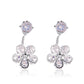 Ins cold five-petal flower back hanging earrings sweet crystal flower earrings net red earrings