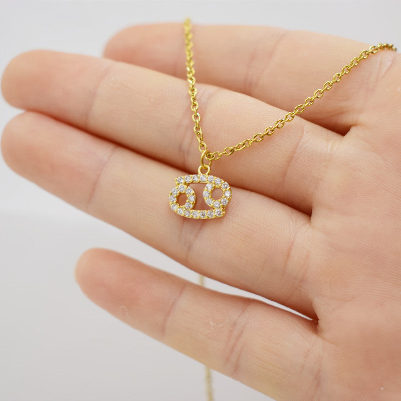 Exquisite inlaid constellation clavicle chain twelve constellation necklace female stainless steel furnace vacuum plating