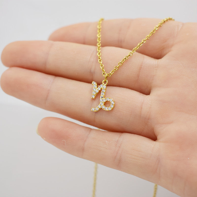 Exquisite inlaid constellation clavicle chain twelve constellation necklace female stainless steel furnace vacuum plating