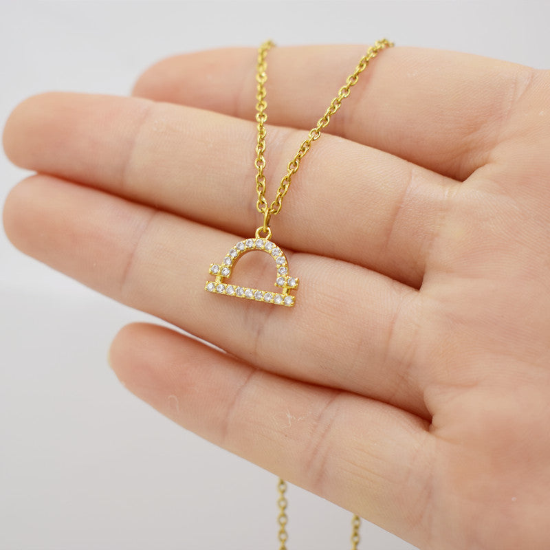 Exquisite inlaid constellation clavicle chain twelve constellation necklace female stainless steel furnace vacuum plating