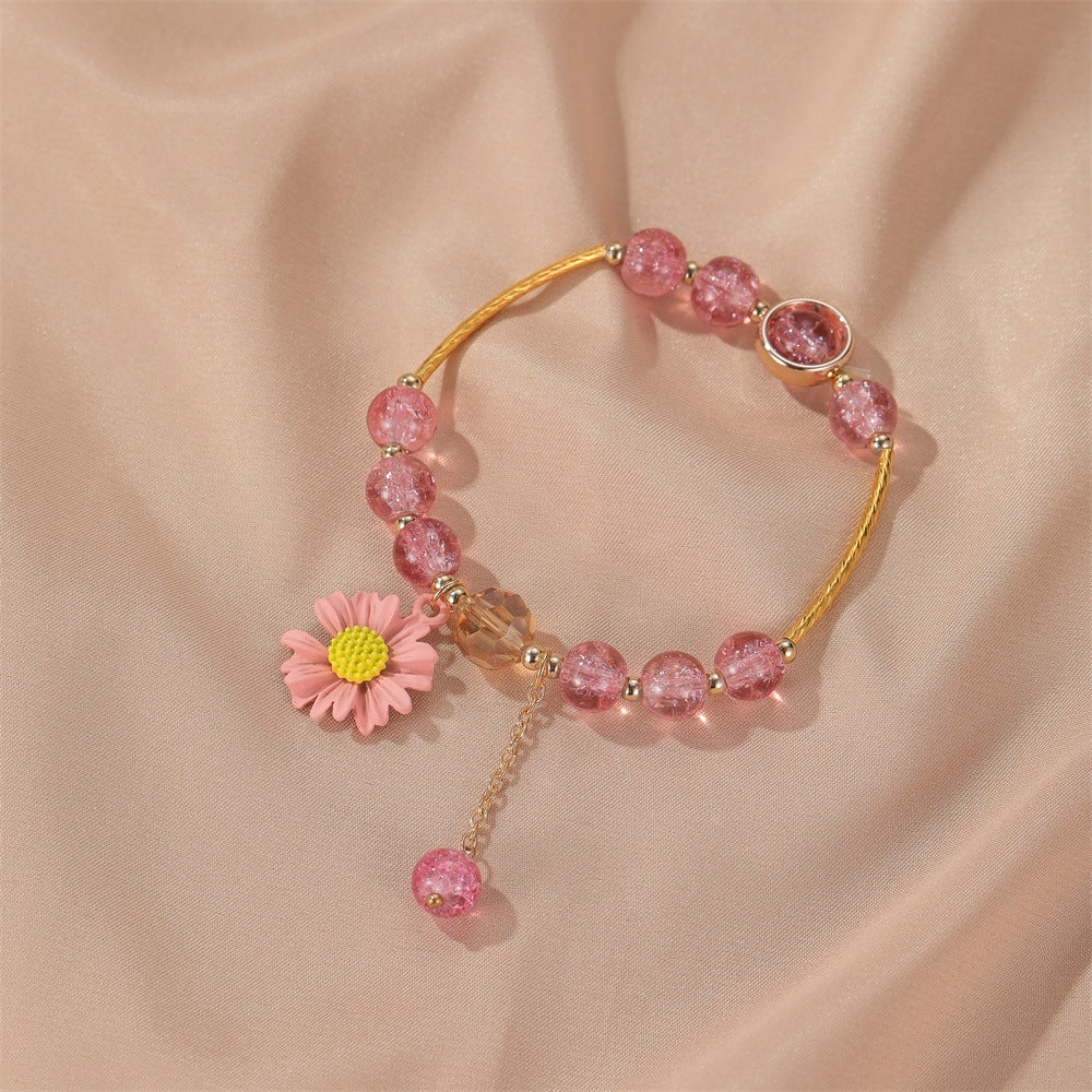 Net red pop flower bead bracelet ins small fresh daisy bracelet Mori boudoir honey beaded bracelet