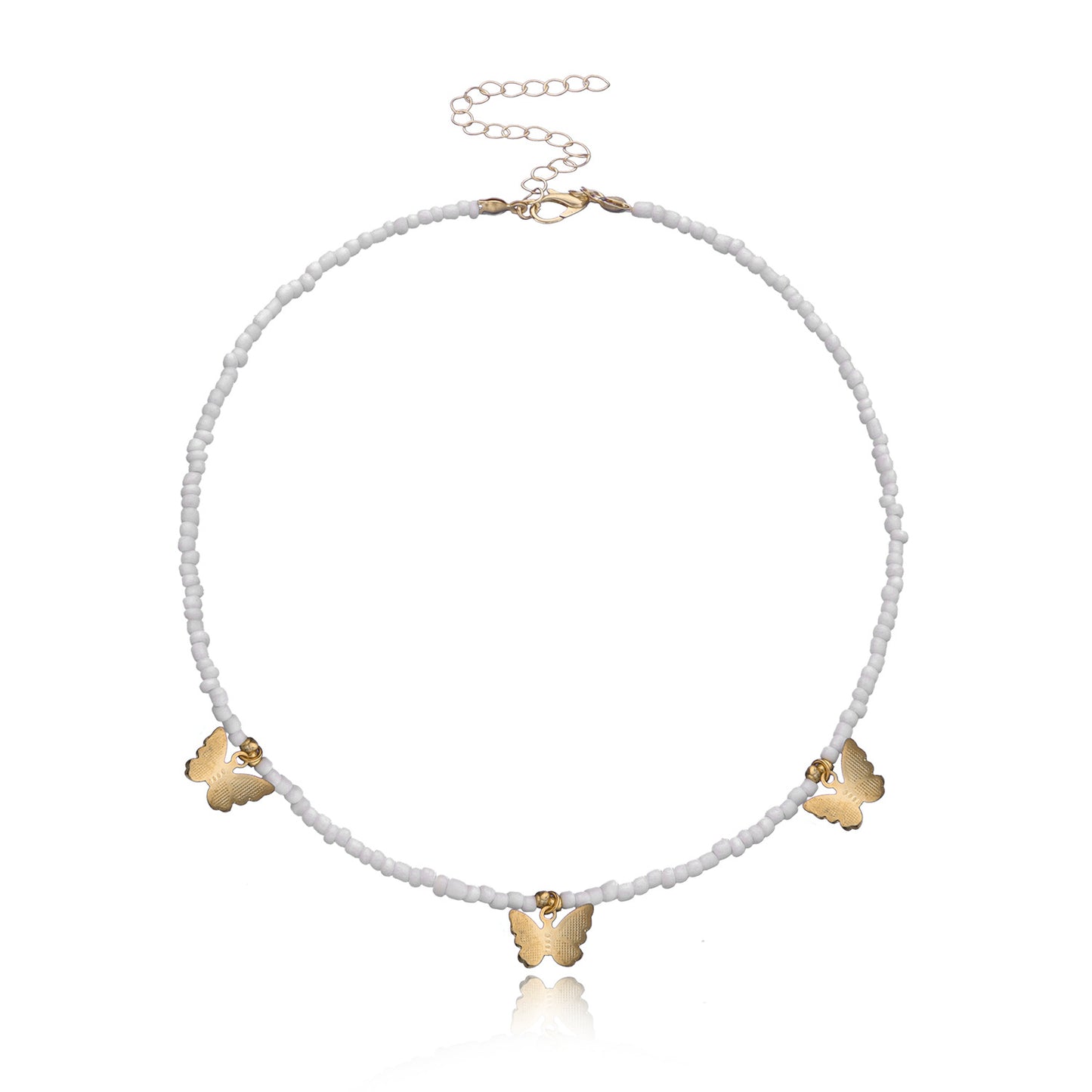 Jewelry Fashion Geometric Alloy Butterfly Choker Necklace Ladies Solid Color Rice Beads Customizable Necklace