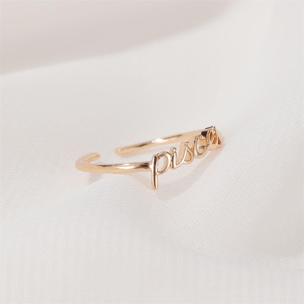 Jewelry Personality Simple Twelve Constellation Ring Alphabet Ring Ladies Open Index Finger Single Ring