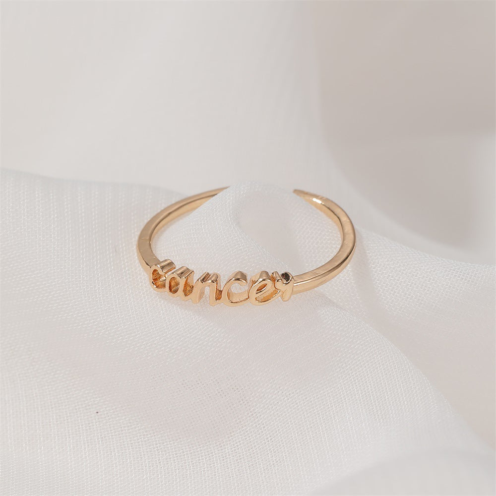Jewelry Personality Simple Twelve Constellation Ring Alphabet Ring Ladies Open Index Finger Single Ring